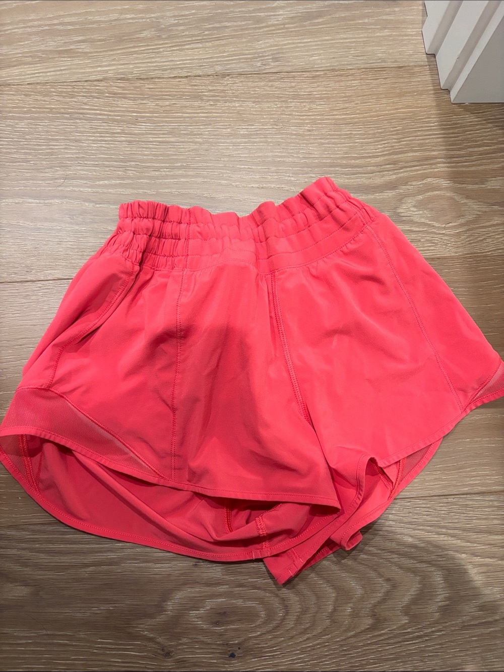 lululemon athletica Coral-Pink Running Shorts with Elastic Waist